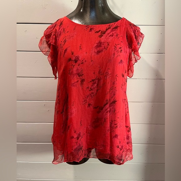 KEYSHA Italy Silk Top S – Red Floral - Picture 1 of 10